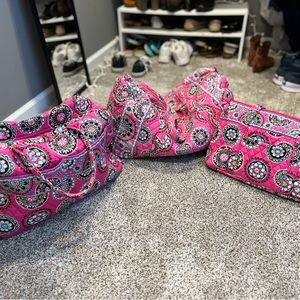 Vera Bradley pink Paisley duffel bag set. Used but so much life left!